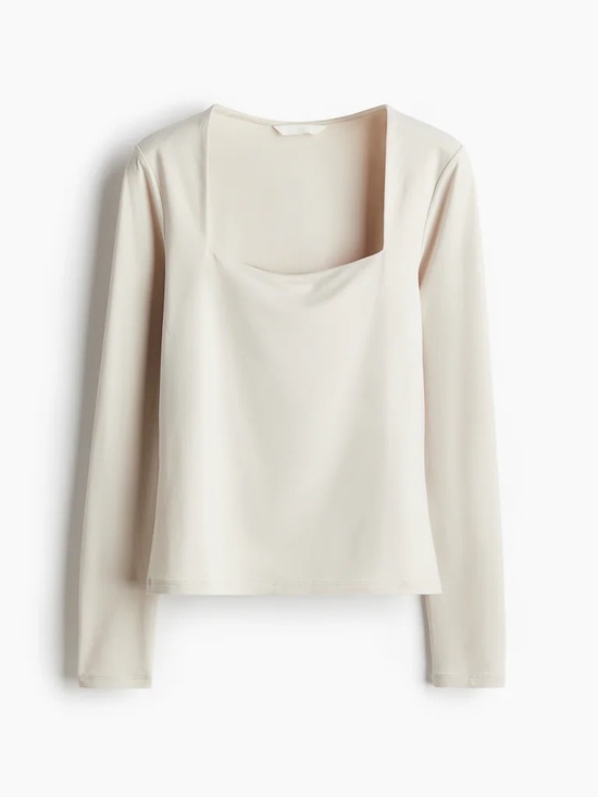 H&M Tops - H&M White Square Neck Long Sleeve Top